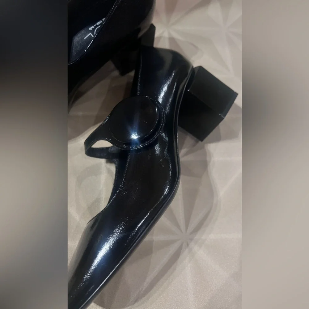 AGL Shiny Black Mary Jane Flats leather made in Italy size EU 40